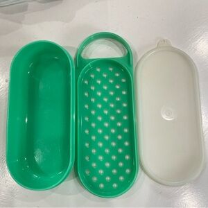 Vintage Tupperware Jadeite Green Handy 3pc Cheese Grater, Storage & Lid